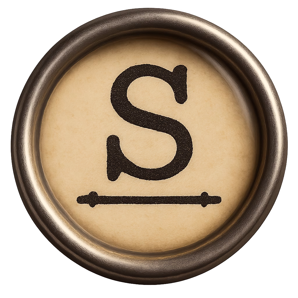 Signal Desk Editorial circular S monogram logo resembling a vintage typewriter key