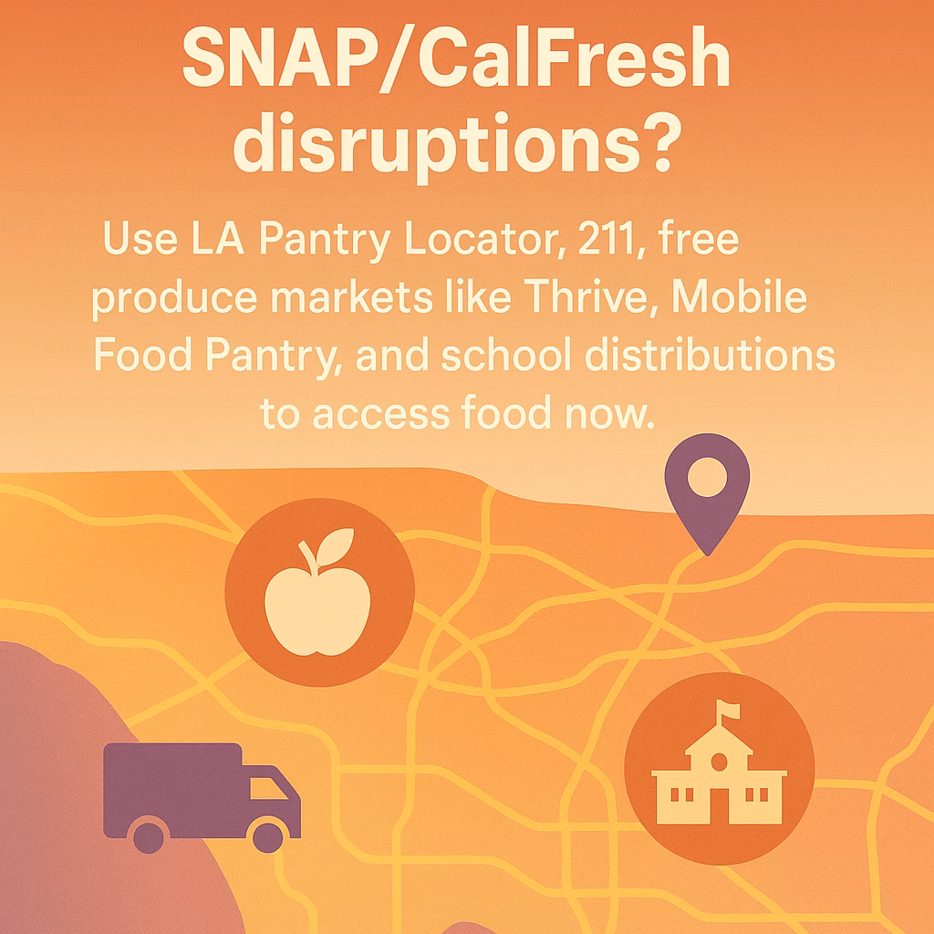 Food access map showing community pantries and mobile markets in Los Angeles